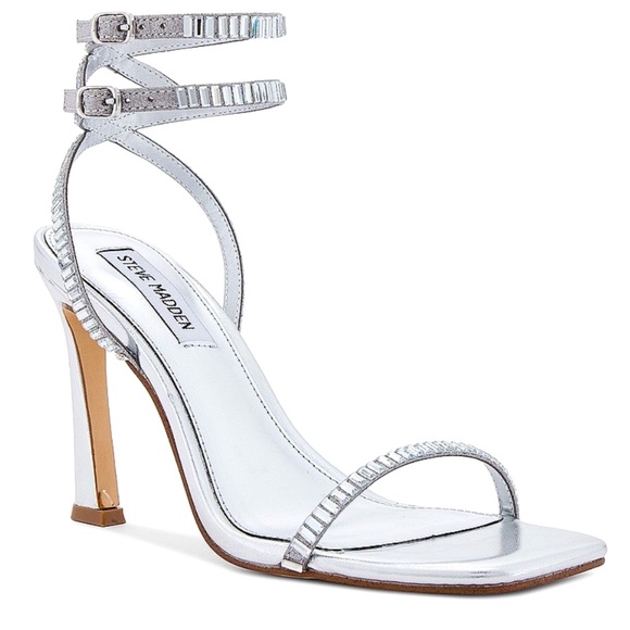 Ankle straps, opened toe, Steve Madden Thierry Heel in Silver | Size: 6.5 | NEW! - Picture 4 of 9